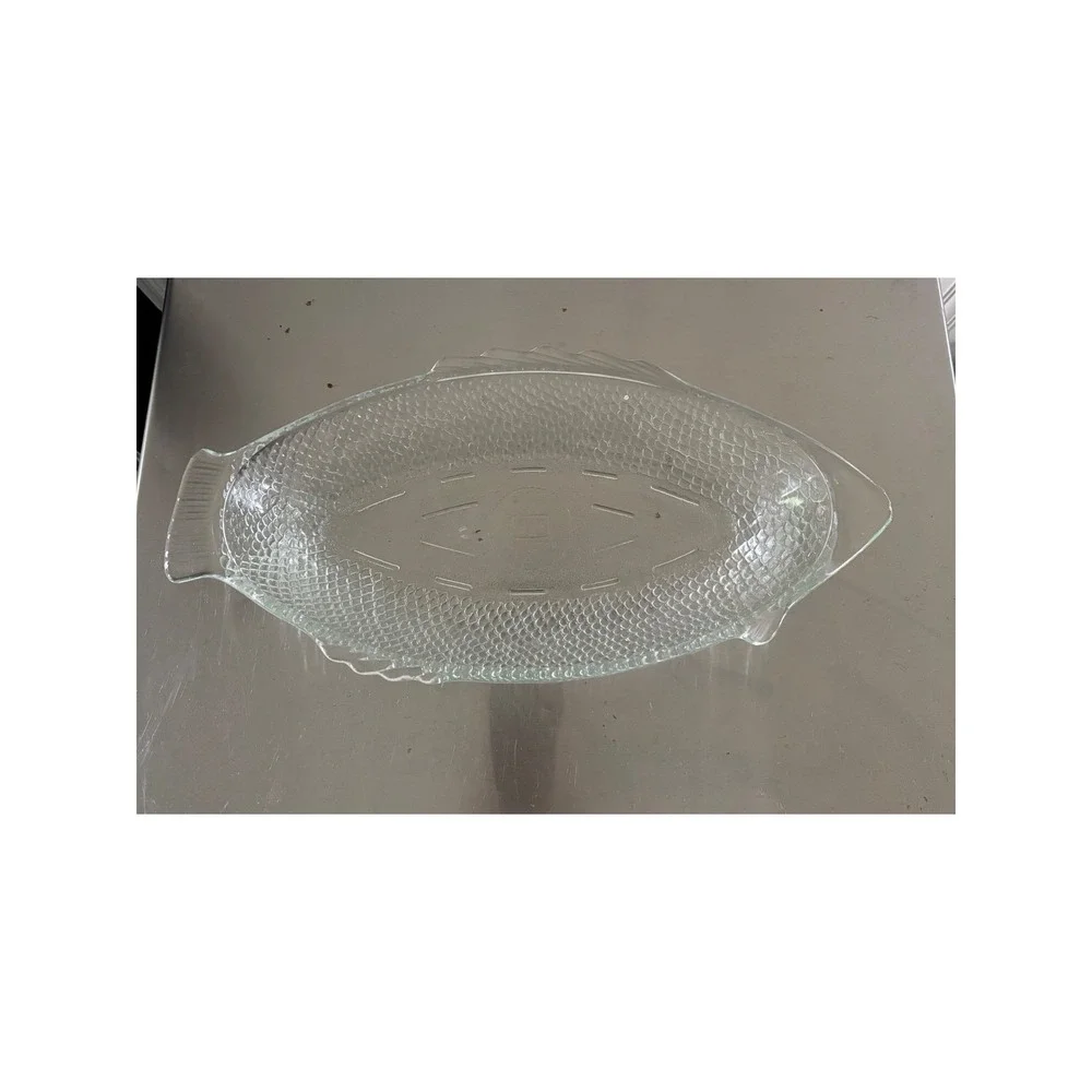 Vintage‎ Glasbake Clear Glass Fish Serving Platter J-241 Large 17 inch USA Made